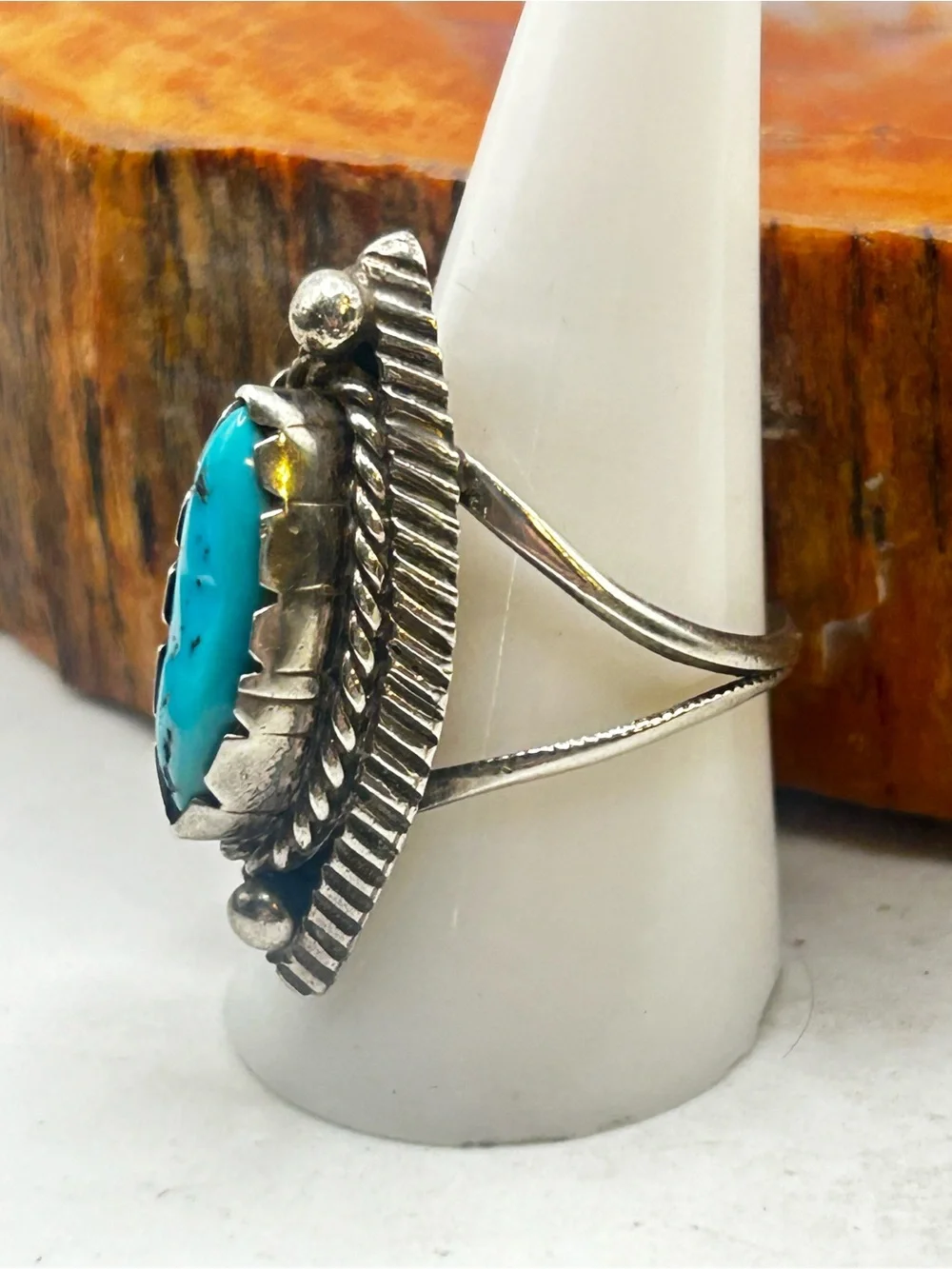 Southwest Sterling Silver Turquoise Ring - Size 9.5, handcrafted piece
